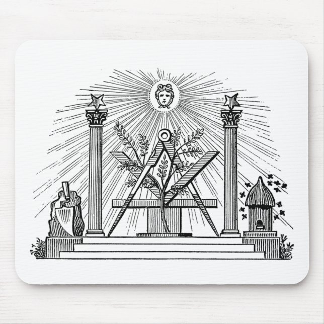 Masonic G Kenning Blockcut Gravur aus dem 19. Jahr Mousepad (Vorne)
