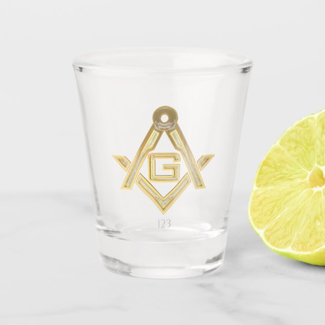 Masonic Golden Rush Schnapsglas (Vorderseite)