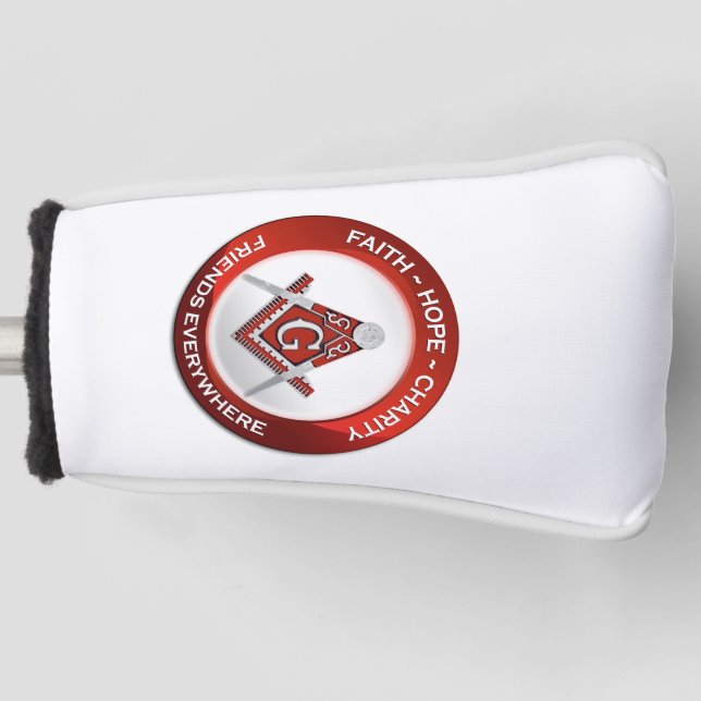 Masonic Golf Putter Cover Red Headcover (Vorderseite)