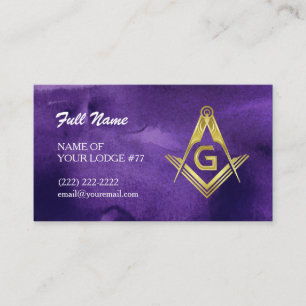 Masonic Grand Lodge Business Cards Lila & Gold Visitenkarte