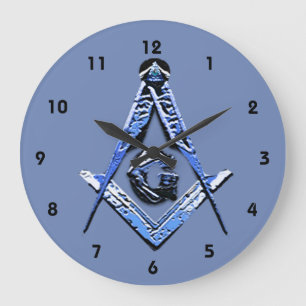 Masonic Minds (blau) Große Wanduhr