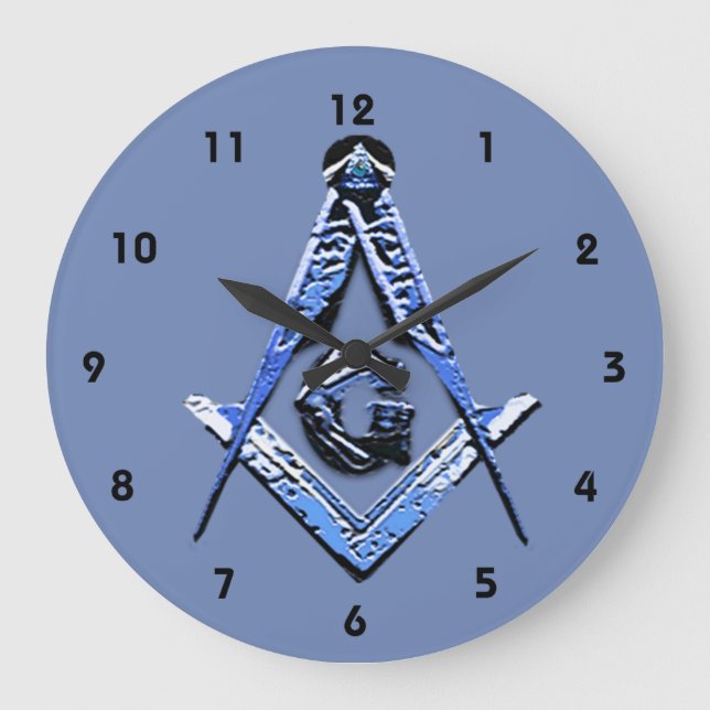 Masonic Minds (blau) Große Wanduhr (Vorderseite)