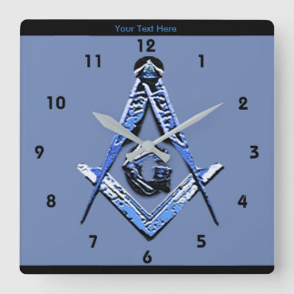 Masonic Minds (blau) Quadratische Wanduhr