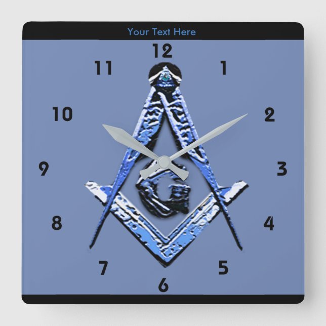 Masonic Minds (blau) Quadratische Wanduhr (Vorderseite)