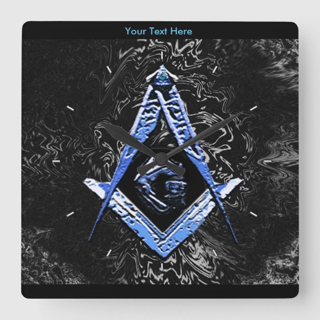Masonic Minds (BlueSwish) Quadratische Wanduhr (Vorderseite)