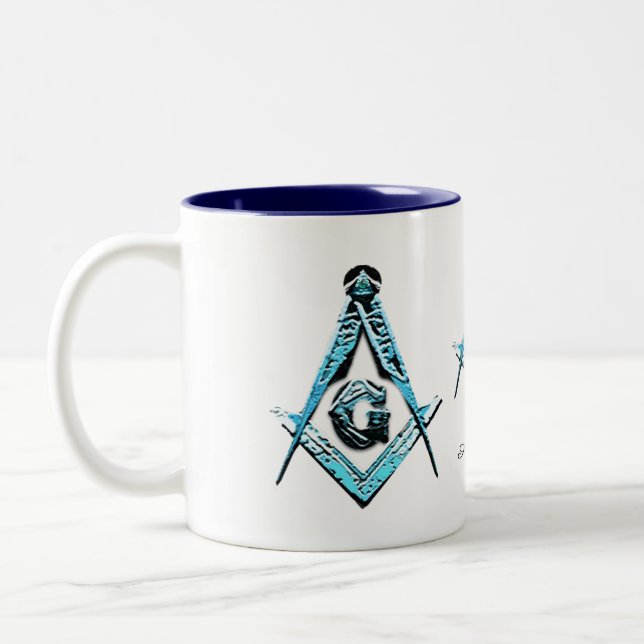 Masonic Minds (Light Blue) Zweifarbige Tasse (Links)