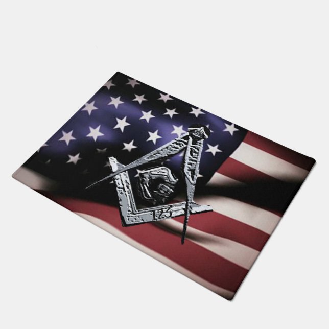 Masonic Minds (Silvery) USA Fußmatte (Schrägansicht)