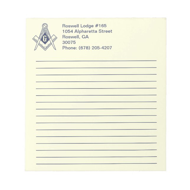 Masonic Note Pad Notizblock (Vorderseite)