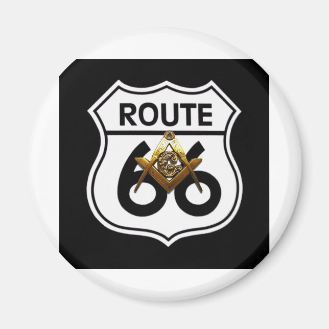 Masonic Route 66 Schild Magnet (Vorne)
