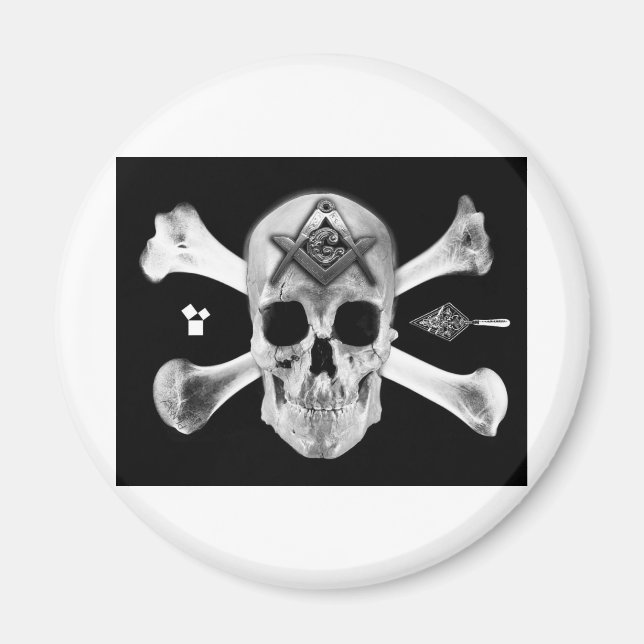Masonic Skull & Bones, Square and Compass, Trowel, Magnet (Vorne)
