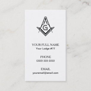 Masonic Square & Compass Business Cards, Freemason Visitenkarte