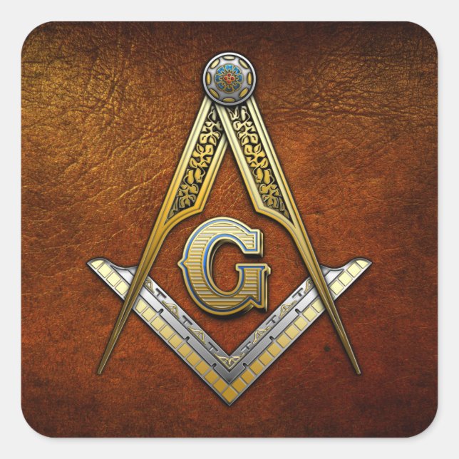 Masonic Square und Compasses Quadratischer Aufkleber (Vorderseite)