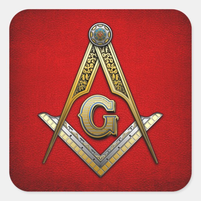 Masonic Square und Compasses Quadratischer Aufkleber (Vorderseite)