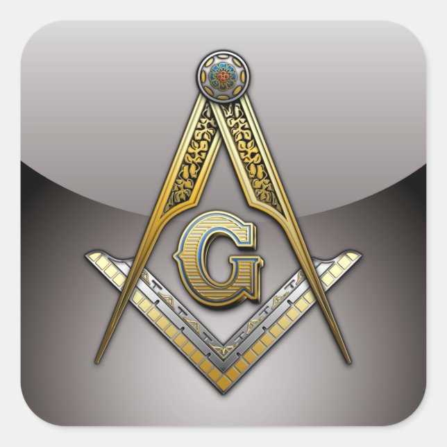 Masonic Square und Compasses Quadratischer Aufkleber (Vorderseite)