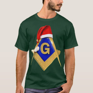 Masonic Xmas Weihnachtsgeschenk Santas Hat Freemas T-Shirt