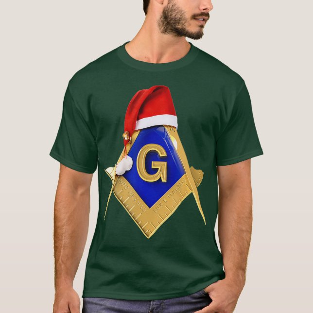 Masonic Xmas Weihnachtsgeschenk Santas Hat Freemas T-Shirt (Vorderseite)