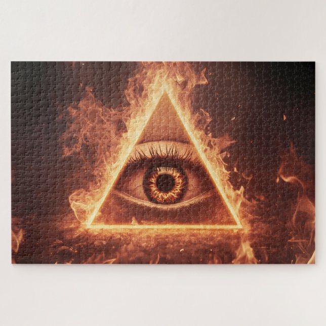 masonische Augenpyramide illuminati im Feuersymbol Puzzle (Horizontal)