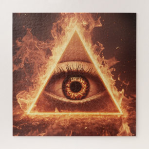 masonische Augenpyramide illuminati im Feuersymbol Puzzle