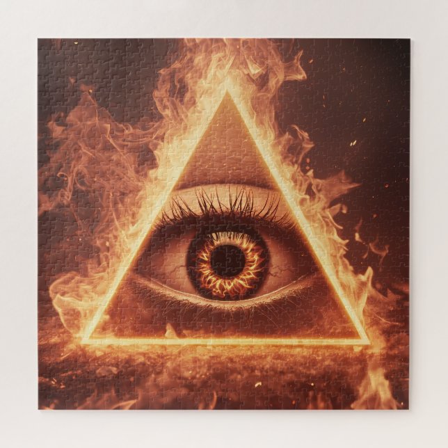 masonische Augenpyramide illuminati im Feuersymbol Puzzle (Horizontal)