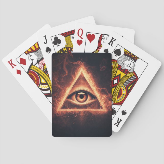 masonische Augenpyramide illuminati im Feuersymbol Spielkarten (Rückseite)