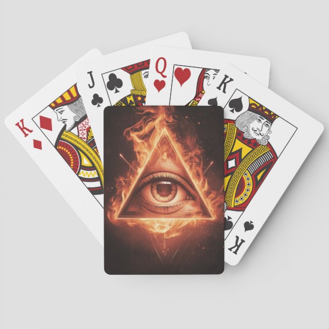 masonische Augenpyramide illuminati im Feuersymbol Spielkarten (Rückseite)