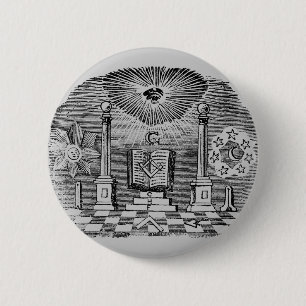 Masonische Blockschnittgravur aus dem 19. Jahrhund Button