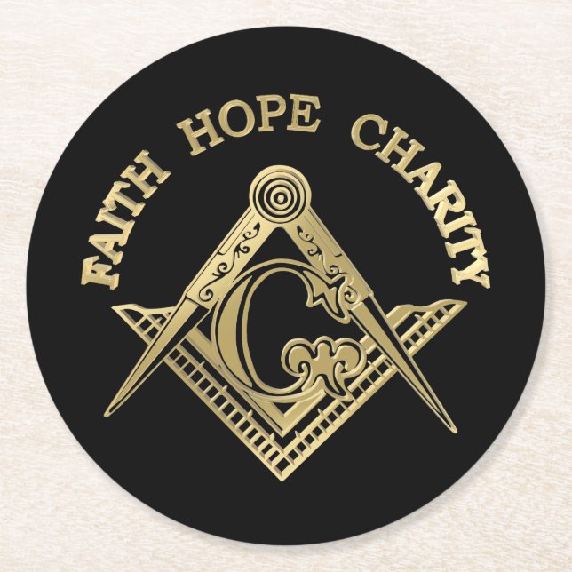 Masonisches Symbol Runder Pappuntersetzer (Vorderseite)