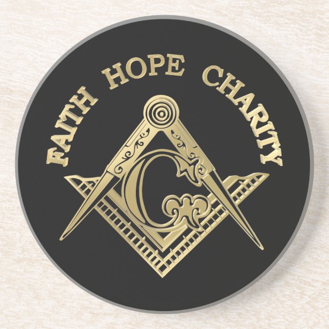 Masonisches Symbol Sandstein Untersetzer (Vorne)