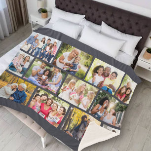 Masonry Grid 12 FotoCollage Gray Sherpa Blanket Sherpadecke