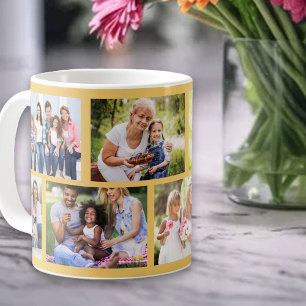 Masonry-Raster Gelb 8-Foto-Collage Kaffeetasse