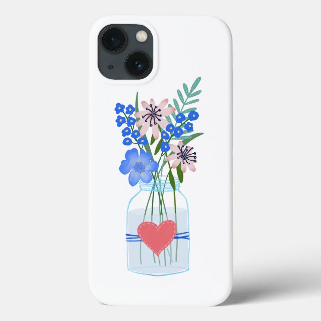 Masons Jar Floral iPhone Case (Rückseite)