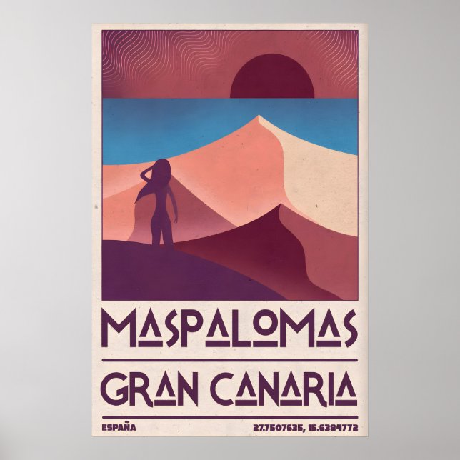 Maspalomas Vintage Wall Art Retro Travel Poster (Vorne)