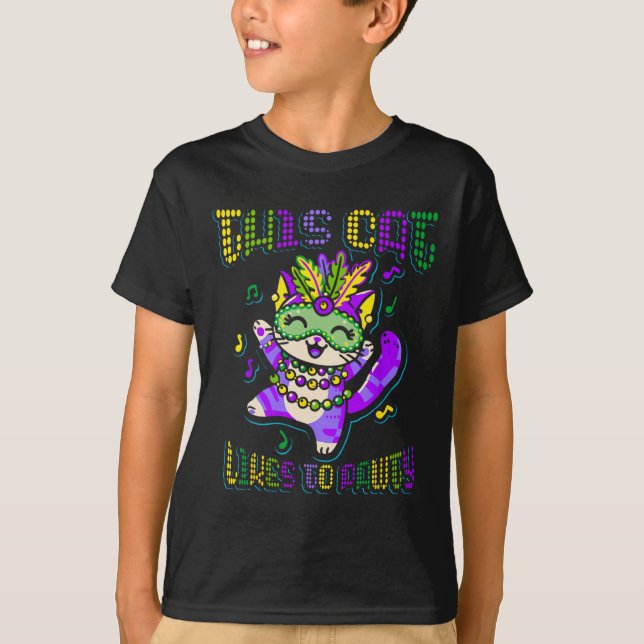 Masque Mardi Apparel Kostüme Mardi Gras Cat T-Shirt (Vorderseite)