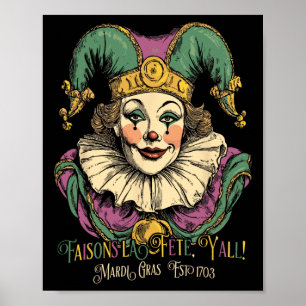 Masque Mardi Apparel Kostüme Vintag Mardi Gras C Poster