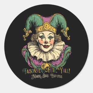 Masque Mardi Bekleidung Kostüme Vintage Mardi Gras Runder Aufkleber