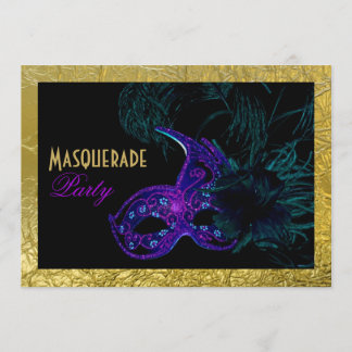 Masquerade 16 . Geburtstag Party blau, lila, gold Einladung