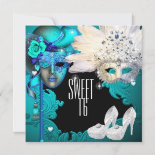 Masquerade, 16 . Geburtstag, Quinceanera Einladung