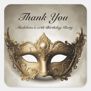 Masquerade Antique Venedig Maske Chic 50. Geburtst Quadratischer Aufkleber