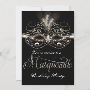 MASQUERADE BALL Elegante Schwarze Party Einladunge Einladung