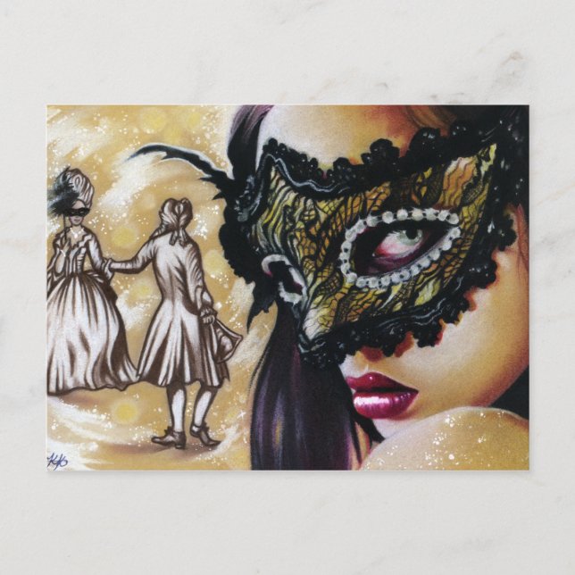 Masquerade Ball Fantasy Art Postkarte (Vorderseite)