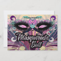 Masquerade Ball farbenfrohe Augenbrauen Einladung