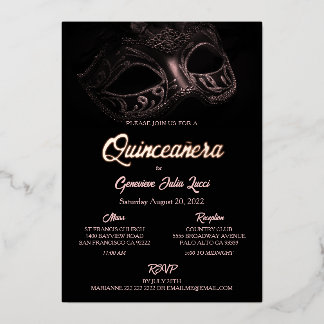 Masquerade Ball Foil Quinceanera Party Einladung