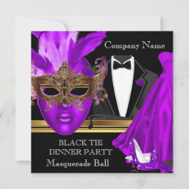 Masquerade Ball Lila Black Krawatte Party Einladung