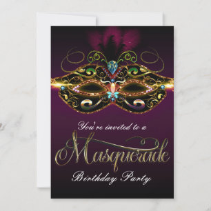 MASQUERADE BALL Lila Farbige Party Einladungen