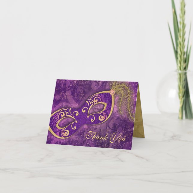 Masquerade Ball Maske Hochzeit Danke Lila (Vorderseite)