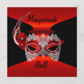 Masquerade Ball Masken Rote Seidenschwarze Einlade Einladung