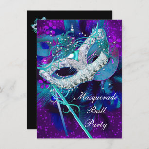 Masquerade Ball Party Aquamarin Blau Lila Masken L Einladung