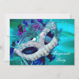 Masquerade Ball Party Aquamarin Blue Lila Mask D Einladung