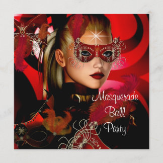 Masquerade Ball Party Maske Black Red Girl 3 Einladung