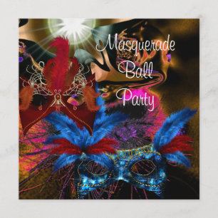 Masquerade Ball Party Maske Farbenfroh Abstrakt 2 Einladung